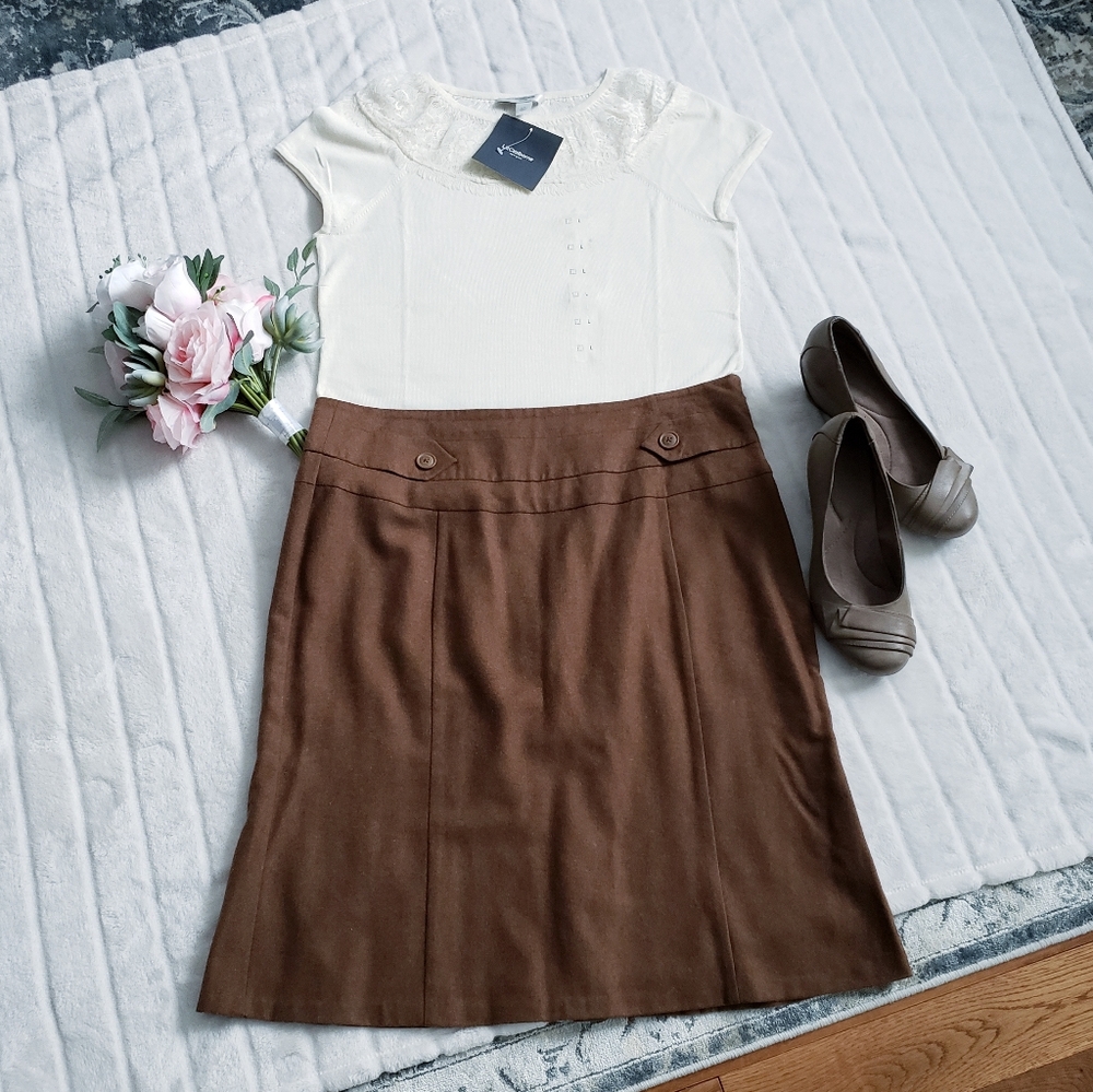 Wool Blend Fully Lined A-Line Skirt - Mexx